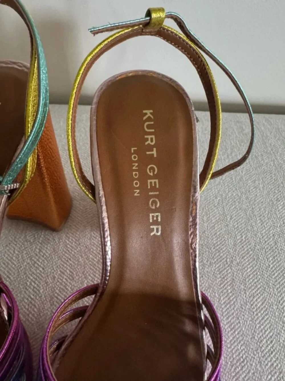 Kurt Geiger Pierra Metallic Rainbow Multi-Color Platform Slingbacks